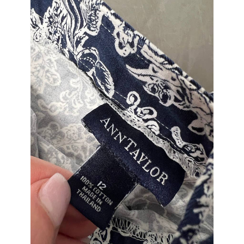 Ann Taylor Navy Patterned Wrap Skirt - Picture 9 of 9